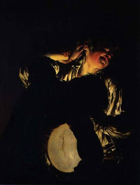 Two Boys Fighting over a Bladder a Joseph Wright of Derby