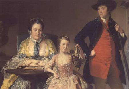 James and Mary Shuttleworth with one of their Daughters a Joseph Wright of Derby