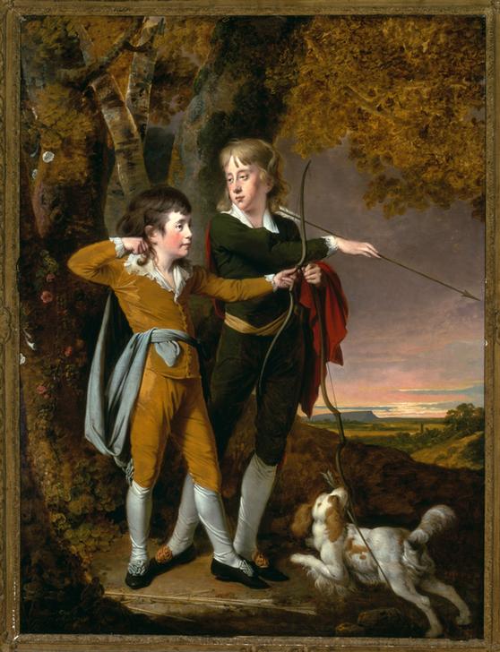 The boy archers (Jungen beim Bogenschießen) a Joseph Wright of Derby