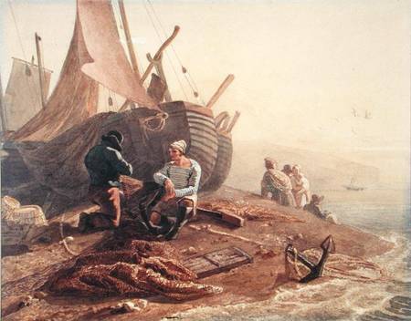 Fishermen Mending their Nets a Joshua Cristall