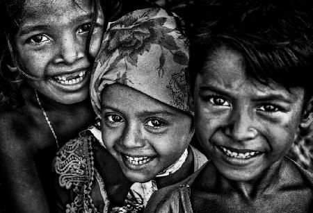 The joy of three Rohingya children - Bangladesh