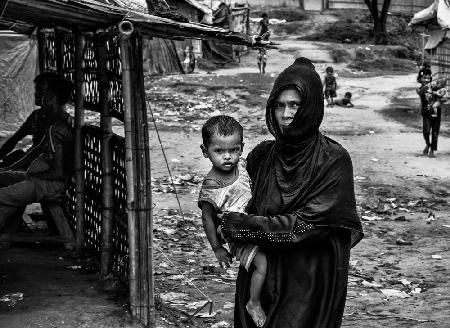 In a Rohingha refugee camp.