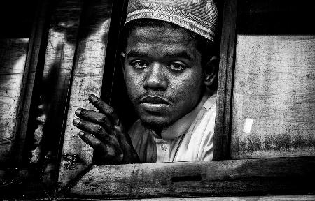 Boy in a bus - Bangladesh