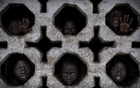 Boys at school in Benin.