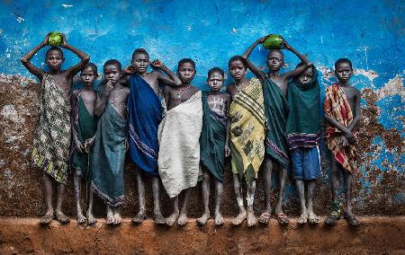 Surma tribe children posing for the picture - Ethiopia
