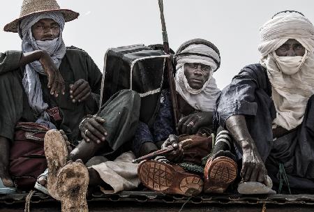 Peul men leaving the gerewol festival - Niger