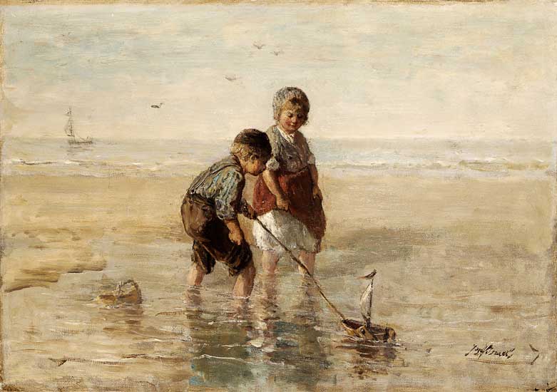 Children Playing By The Seaside a Jozef Israels