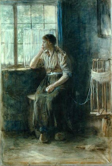 Woman at the Window (w/c on cardboard) a Jozef Israels