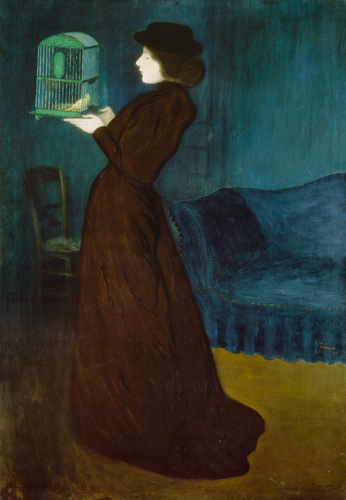 Lady with bird cage a József Rippl-Rónai