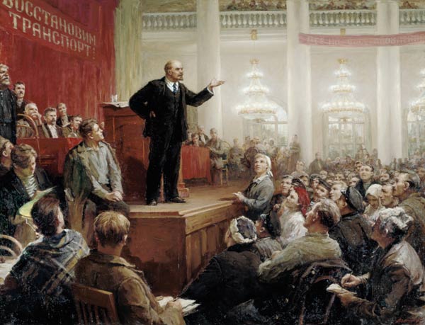 Lenin during a convention of the Russian transport workers a Ju. Winogradow