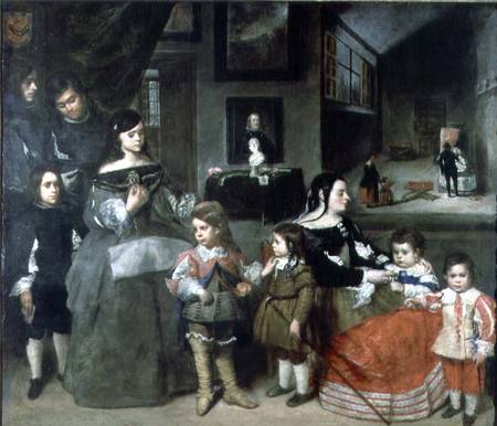 The Artist's Family, on the left the four children from the artist's first marriage to the daughter a Juan Bautista Martinez del Mazo