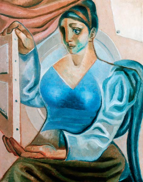 Woman when looking at a painting. a Juan Gris
