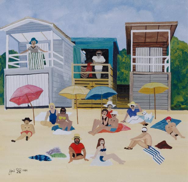 Beach Huts, 1991 (w/c)  a Judy  Joel
