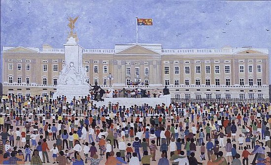 Crowds around the Palace, 1995 (w/c)  a Judy  Joel