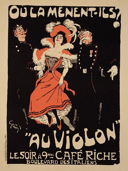 Reproduction of a poster advertising the 'Cafe Riche', Boulevard des Italiens a Jules Alexandre Grun