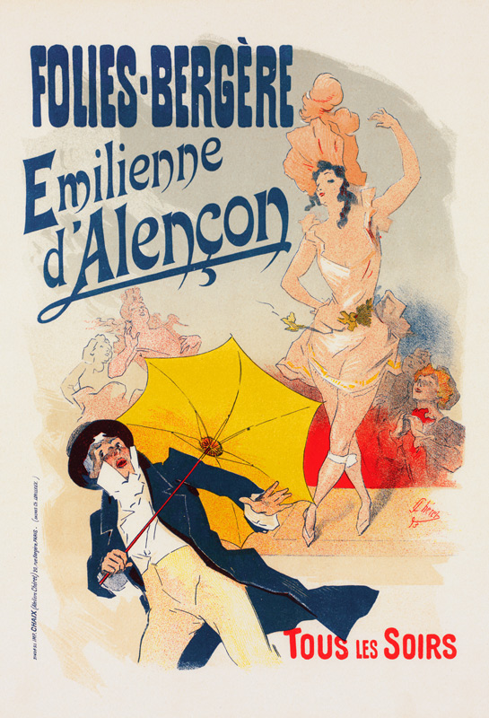 Folies Bergeres: Emilienne d'Alencon (Poster) a Jules Chéret