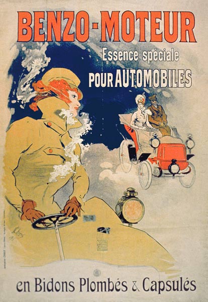Poster advertising 'Benzo-Moteur' Motor Oil Especially for Automobiles a Jules Chéret