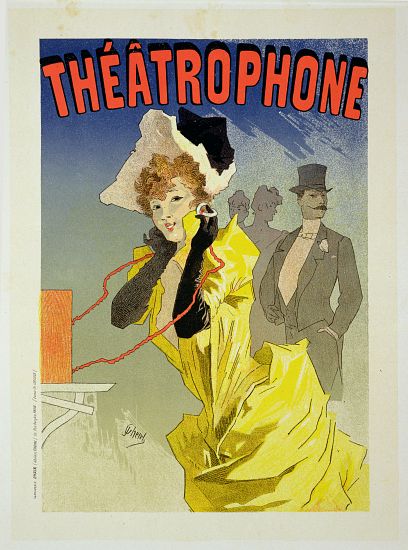 Reproduction of a poster advertising 'Theatrophone' a Jules Chéret
