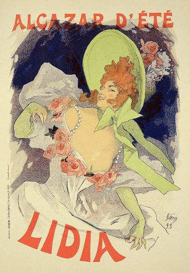 Reproduction of a poster advertising 'Lidia', at the Alcazar d'Ete a Jules Chéret
