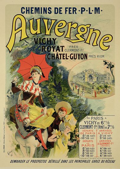 Reproduction of a poster advertising the 'Auvergne Railway', France a Jules Chéret