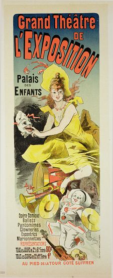Reproduction of a poster advertising the 'Grand Theatre de L'Exposition', Palais des Enfants, Paris a Jules Chéret