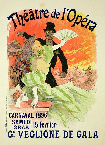 Reproduction of a Poster Advertising the 1896 Carnival at the Theatre de l'Opera a Jules Chéret