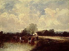 Landscape with cows at the watering-place a Jules Dupré