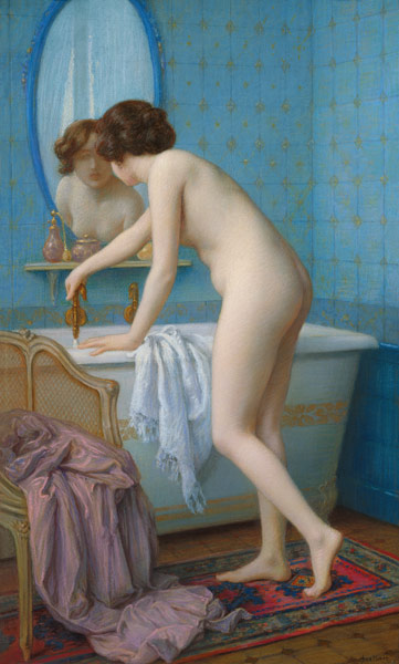 Young Woman Preparing her Bath a Jules Scalbert