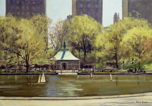 The Boating Lake, Central Park, New York, 1997 (oil on canvas)  a Julian  Barrow