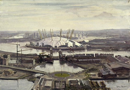 The Millennium Dome from Canary Wharf (oil on canvas)  a Julian  Barrow