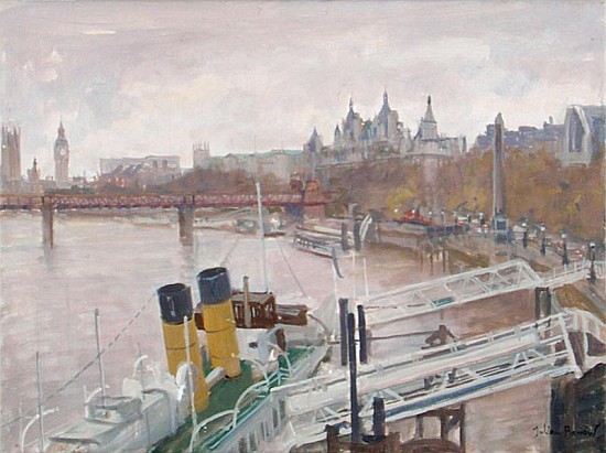 Westminster from Waterloo Bridge (oil on canvas)  a Julian  Barrow