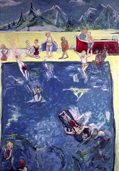 Swimmers in Wengen (oil on canvas)  a Julie  Held