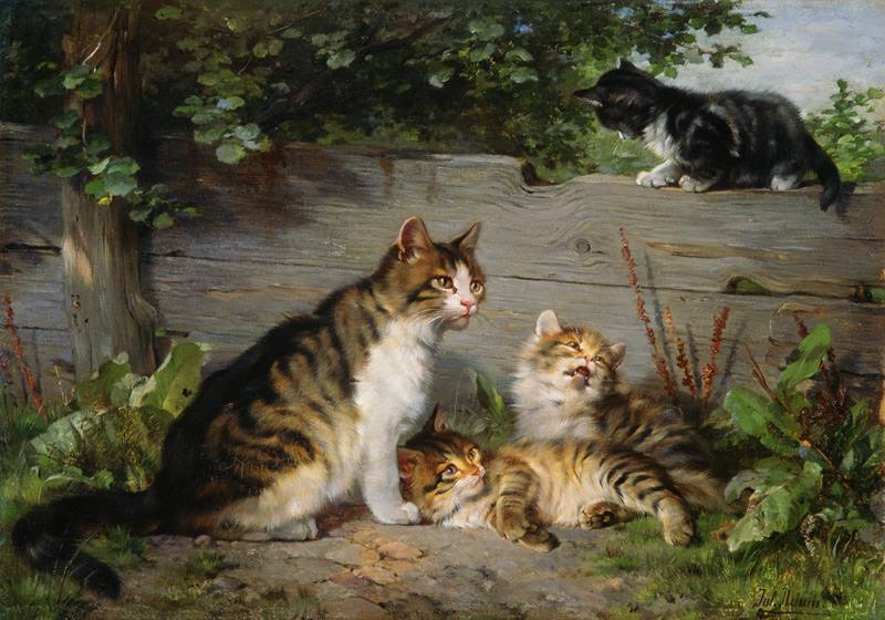 Cat mother with three boys a Julius Adam