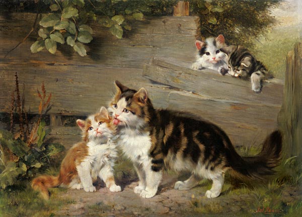 Cat mother with three boys a Julius Adam