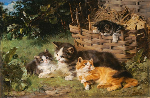 Cat mother with three boys a Julius Adam