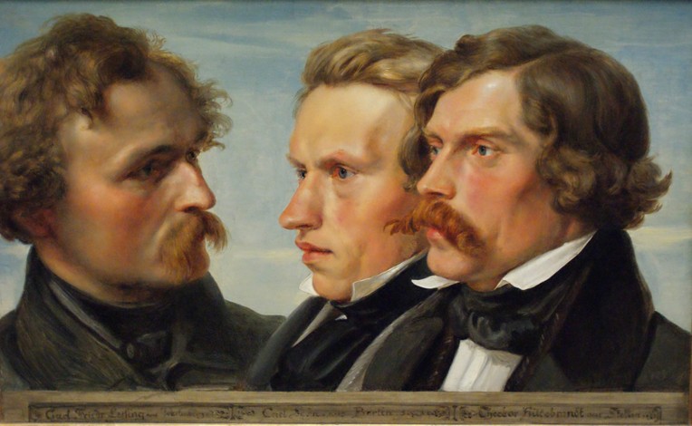 Young Düsseldorf. Group portrait of the painters Karl Friedrich Lessing, Carl Ferdinand Sohn and The a Julius Hübner