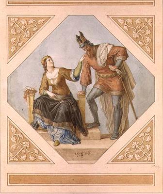 Brunhilde and Hagen, illustration for 'The Niebelungen' by Richard Wagner (1813-83), 1846 a Julius Schnorr von Carolsfeld