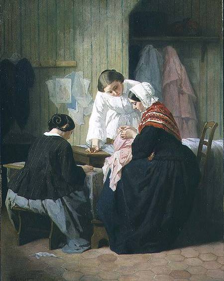 Ladies Sewing a Julius Trayer