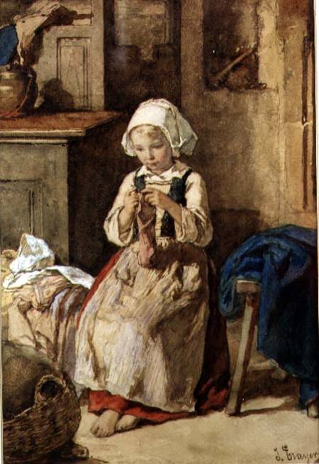 Young girl sewing a Julius Trayer