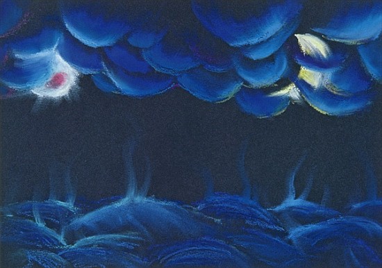 Creation Sun and Moon (pastel on paper)  a Jung Sook  Nam