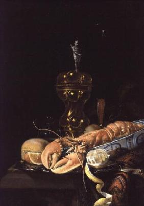 A Still Life with a Lobster in a Delft Bowl