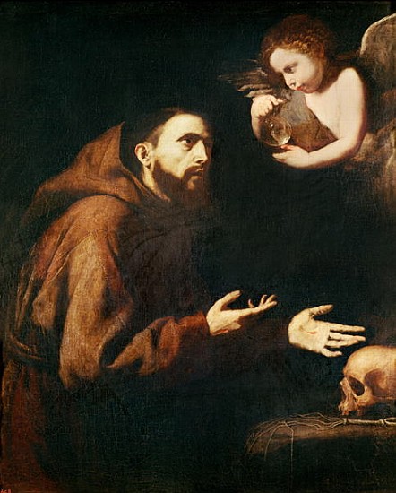 Vision of St. Francis of Assisi a Jusepe de (lo Spagnoletto) Ribera