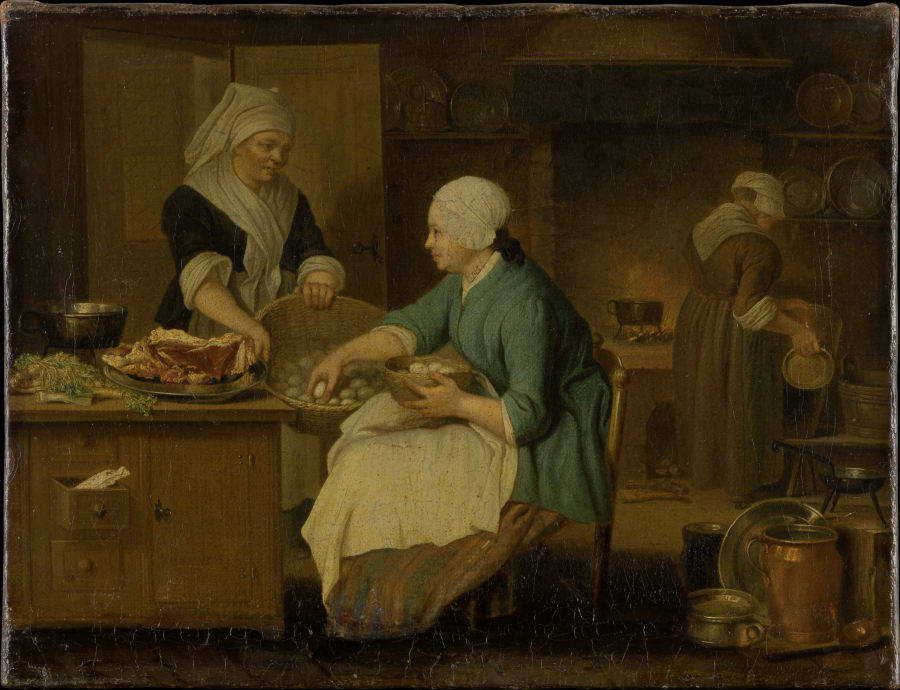 Kitchen Interior with Three Women a Justus Juncker