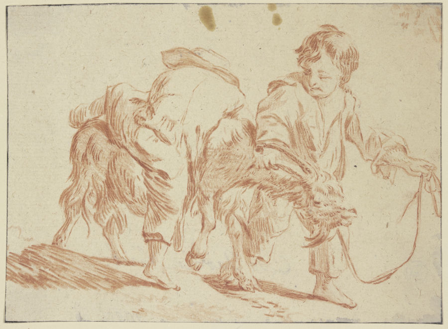 Zwei Knaben mit einem Ziegenbock a Karel Dujardin