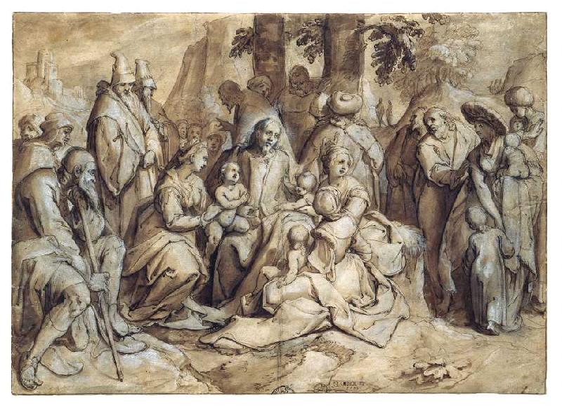 Christus segnet die Kinder a Karel Van Mander