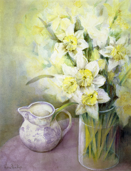 Daffodils with Oriental Jug (w/c)  a Karen  Armitage