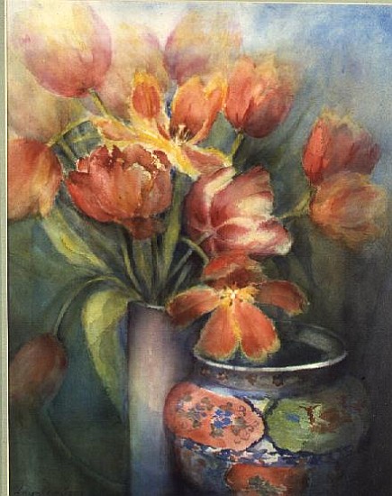 Engadin Tulips with Eastern Pot  a Karen  Armitage