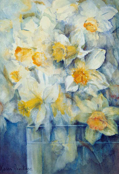 Spring Time, mixed daffodils in tank No 3., Mrs Krelage, Ice Follies and Fortune  a Karen  Armitage