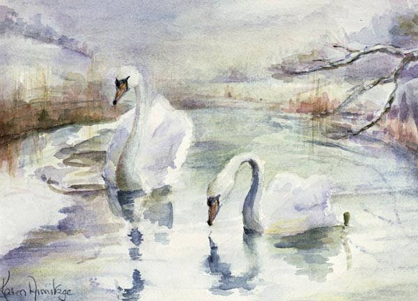 Swans in Winter  a Karen  Armitage