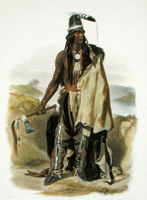 Abdih Hiddisch, a Minitarre Chief, plate 24 from Volume 2 of 'Travels in the Interior of North Ameri a Karl Bodmer